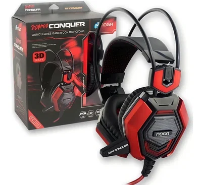 Auricular GAMER NOGANET CONQUER Vincha REFORZADO Micrófono Luces LED Cable 2 Mts PREMIUM