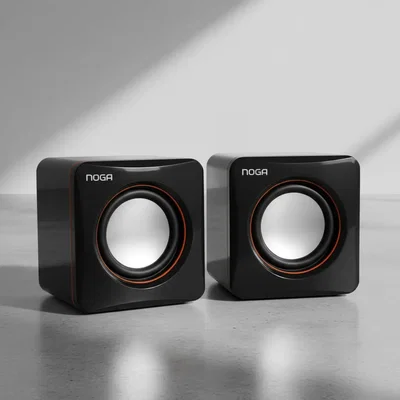 Parlante MINI para PC NOGANET NG-106 Cuadrados 2.0 Potencia 1W Cables USB y Plug 3.5 MM
