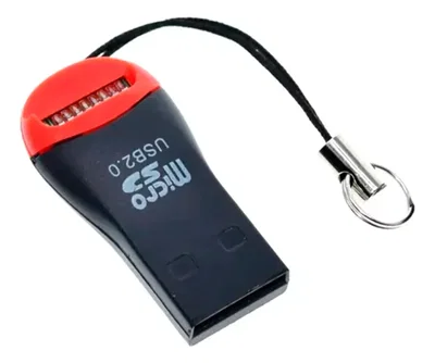 Lector de Memorias USB tipo Llavero para Memoria Micro SD (Negro y Rojo)