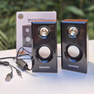 Parlante PC YSD 1014 Caja de Madera Potencia 6W Cables USB y Plug 3.5 MM