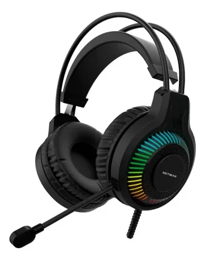 Auricular GAMER NETMAK N18 Luces LED RGB Micrófono Cables 1.8 Mts 2 Plug 3.5 MM USB
