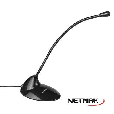 Micrófono PC NETMAK NM-MC3 Cuello Flexible Base ESCRITORIO Cable 1.80 Mts. Plug 3.5 MM