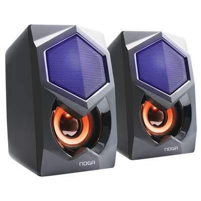 Parlante 2.0 NOGA NG-229P Iluminación LED Potencia 6W Cable 3.5 MM Alimentación USB