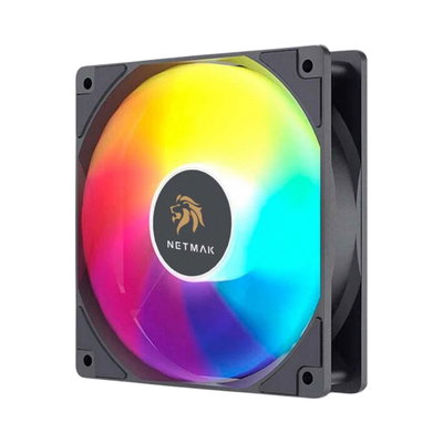 Cooler NETMAK NM-8025-T de 8 Cm. Luminoso Multicolores Molex a Buje Black / White