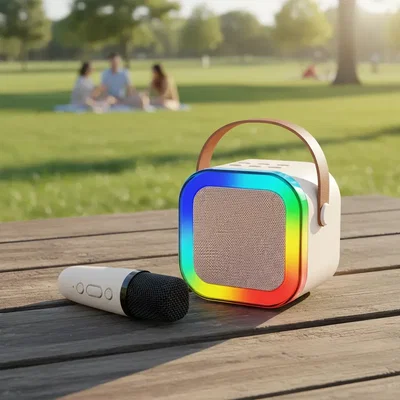 Parlante Portatil K12 6W RMS KARAOKE con Micrófono Inalámbrico Entrada USB Micro SD Blueto