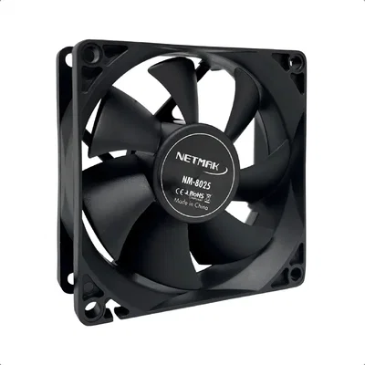Cooler Ventilador NETMAK NM-8025  PC Gabinete 80mm Molex a Buje NEGRO