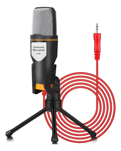 Micrófono Condenser SF-666 con TRIPODE Cable Plug 3.5 MM 1.5 Mts. EXCELENTE CALIDAD