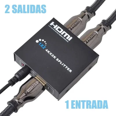 Splitter HDMI SM-F7805 Activo 1 Entrada a 2 Salidas DUPLICA Imagen HD 1080P INCLUYE Fuente