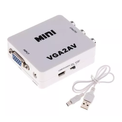 Conversor Activo de VGA a 3X RCA AV Incluye Cable Alimentación Mini USB