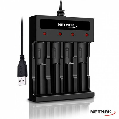 Cargador De Pilas NETMAK NM-CH5 para 4 Pilas AA o AAA 1.2V Alimentación USB