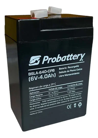 Bateria PROBATTERY de Gel 6V 4A Luces de Emergencia Alarmas UPS (BSLA-640-CPB)