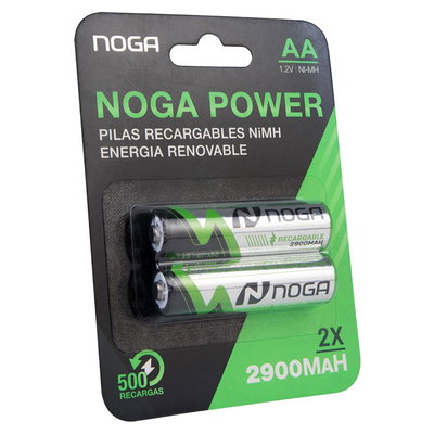 Pilas Recargables NOGANET "AA" de 2900 mAh 1.2V Blister X2 Unidades