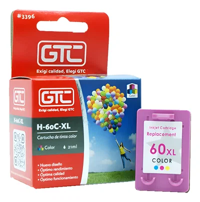 Cartucho GTC HP 60C XL CC644WL Color 21 ML. F4280 F4480 C4780 D1660 D110 
