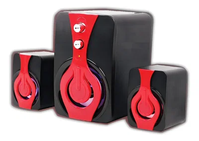 Sistema Sonido 2.1 Netmak TRUENO 12W RMS Subwoofer Luces LED RGB USB Audio Plug 3.5