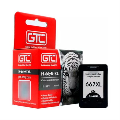 Cartucho GTC HP 667 XL Negro 22 Ml. 1275 2375 2374 2376 2775 2776