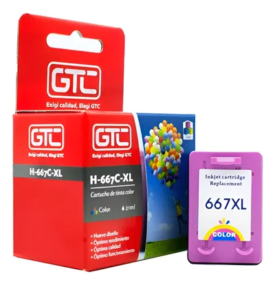 Cartucho GTC HP 667 XL Color Capacidad 21 Ml. 1275 2375 2374 2376 2775 2776