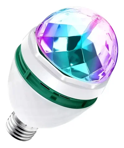 Lampara Foco LED Giratorio RGB Multicolor 220V Rosca E27 Universal TIME