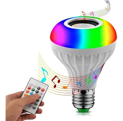 Lampara Foco Parlante BLUETOOTH LUZ LED Multicolor 12W Control Remoto Incluido