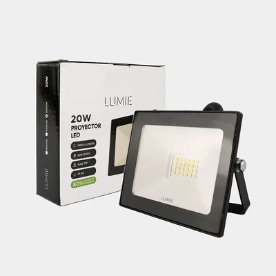 Reflector LED 20W LUMIE IP65 Apto Exterior Luz Blanco Frio 6500K Directo 220V