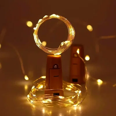 Corcho Alambre Blanco Cálido 30 LEDs de 2 metros Con Pilas AG13 Incluidas