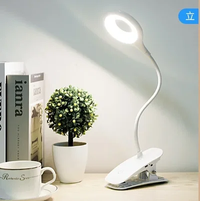 Lampara Velador LED Broche CLIP Blanco Frio 2 Intensidades Touch Bateria Recargable