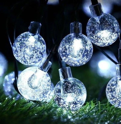 Guirnalda Bolitas Cristal 20 LED Blanco Frio 3 Metros A Pilas (NO Incluidas)