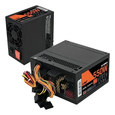 Fuente ATX LNZ de 550W Cooler 8 CM 24+1P SATA Black INCLUYE Cable 220V