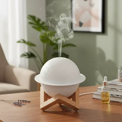 Humidificador de Ambientes SATURNO con Luz Base de Madera SX-E323