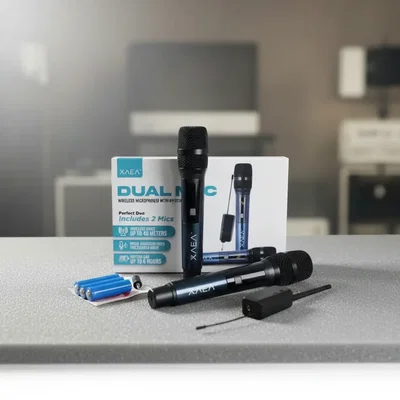 Micrófono Doble Inalámbrico Recargable UHF XAEA Modx-065 Todos los Accesorios