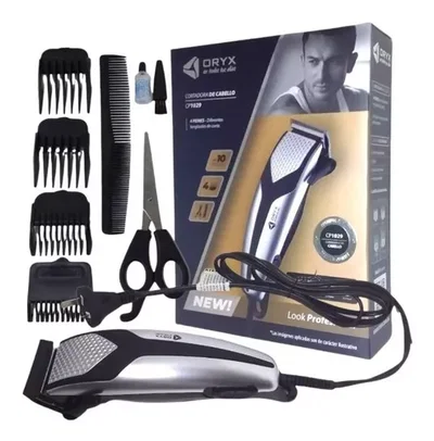 Cortadora de Pelo ORYX CP1029 Cuchillas Acero Inoxidable 10 Accesorios Cable 220V 12W