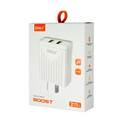 Cargador ONLY BOOST 6A Cable TYPO C Incluido Desmontable 2x USB Hembra
