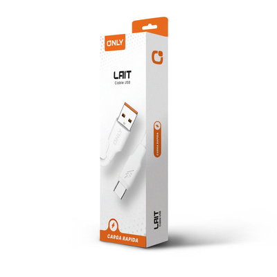 Cable Datos y Carga ONLY LAIT ficha Typo C de 1 Metro ENGOMADO Blanco