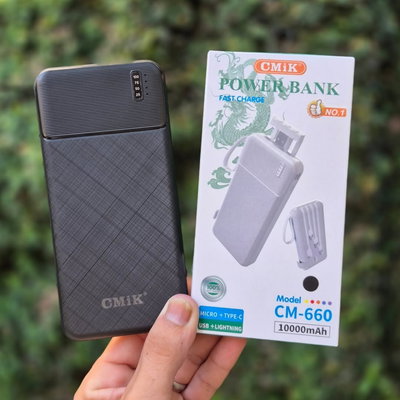 Cargador Portatil Power Bank 10.000 mAh CMIK CM-660 4 en 1 Con Linterna