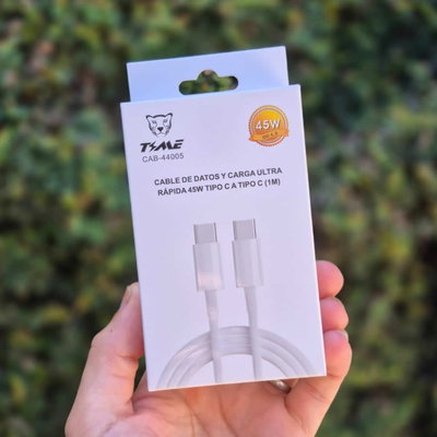Cable Datos y Carga TIME CAB-44005 Typo C Macho / Macho 45W de 1 Metro BLANCO