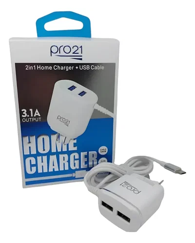Cargador Potenciado PRO21 3.1 Cable MICRO USB 1.2 Metros + 2x USB Hembra