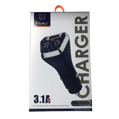 Cargador Auto TIME CAR-53004 3.1A 2x USB H + Typo C Hembra (NO Incluye Cable)