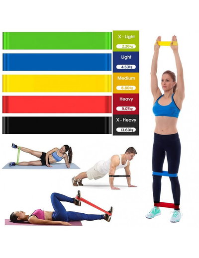 Kit De 5 Bandas Elásticas Isométricas Pro Fitness Ejercicio 