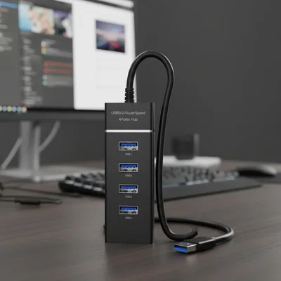 Multiplicador HUB de 4 Puertos USB 3.0 Cable USB 30 CM. 5 GBps