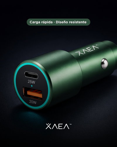 Cargador de Auto XAEA VOLTAIR Premium 45W 1 USB 20W + 1 Typo C 25W METALICO