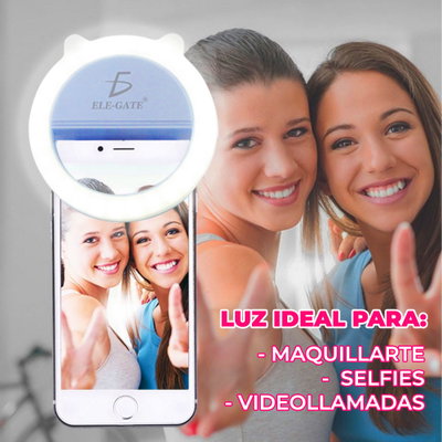 Aro Luz LED Clip Selfie para Celulares Tablet Bateria Recargable 3 Niveles de Intensidad