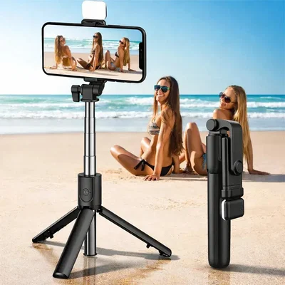 Trípode Selfie Extensible STARK 3 En 1 Con Luz LED y Disparador Bluetooth