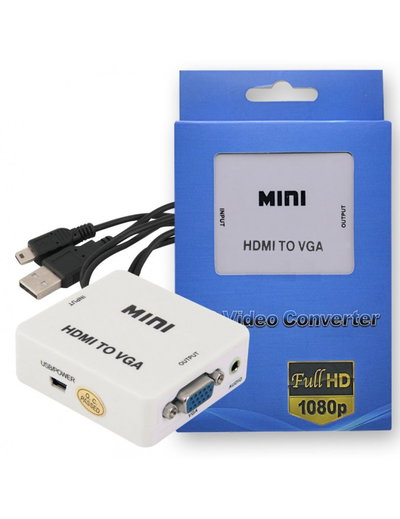 Conversor Activo de HDMI a VGA 1080P Con Salida de Audio Incluye Cable Alimentacion