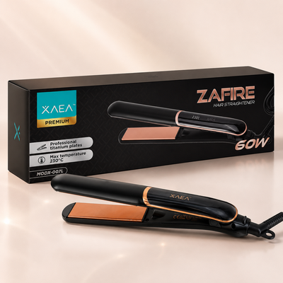 Planchita De Pelo XAEA Zafire 60W 230° Titanio Indicador de Temperatura Calidad PREMIUM