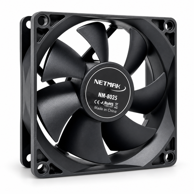 Cooler Ventilador NETMAK NM-8025  PC Gabinete 80mm Molex a Buje NEGRO