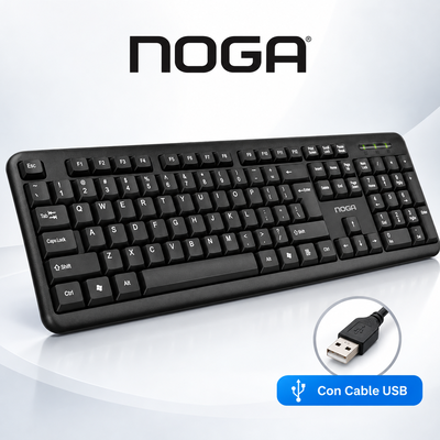 Teclado NOGANET NKB-78011 Black Estándar Español Cable USB 103 Teclas