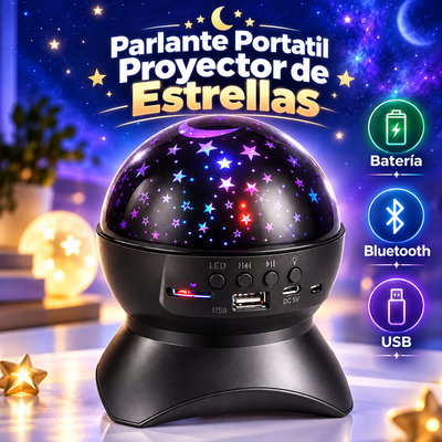 Parlante BLUETOOTH XY-890 con Proyector de Estrellas Entrada USB Micro SD BATERIA