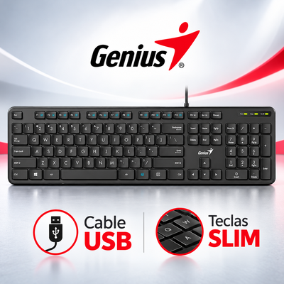 Teclado Multimedia GENIUS SlimStar M200 Cable USB 1.6 Mts Teclas Cóncavas