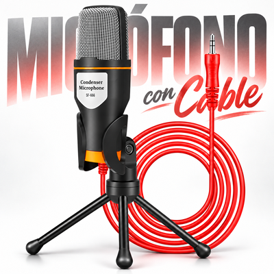 Micrófono Condenser SF-666 con TRIPODE Cable Plug 3.5 MM 1.5 Mts. EXCELENTE CALIDAD