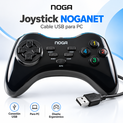 Joystick Digital para PC NOGANET NG-2103 Cable USB 1.8 Mts. Black 12 Botones