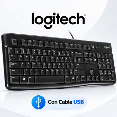 Teclado LOGITECH Básico K120 Cable USB Black